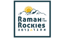 The words "Ramah in the Rockies" underneath our logo of a sunrise over rocky peaks. Underneath are the Hebrew characters that read out "Etgar b'Ramah" - the challenge of Ramah.